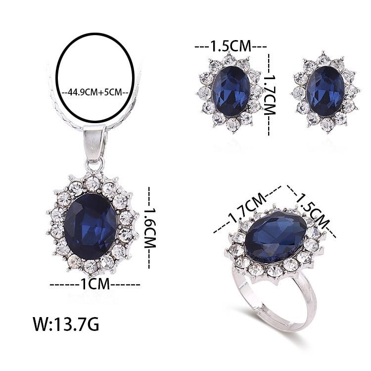Fashion Sapphire Jewelry Set With Blue Rhinestone Decor For Women Spring