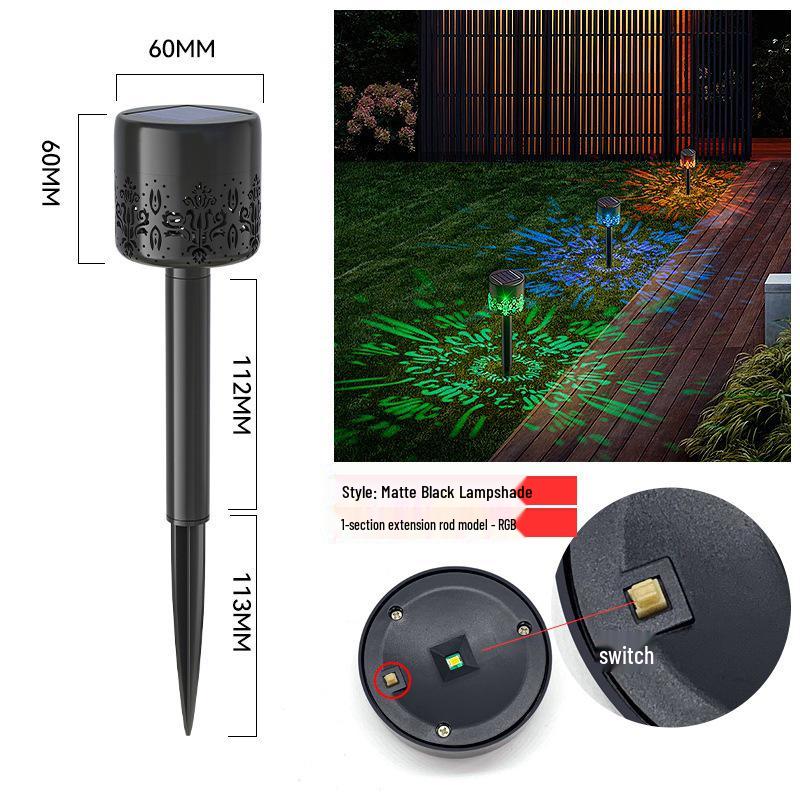 Solar Ground Stake Light - Outdoor Waterproof Garden Sensor with Hollow Projection Solar Lawn Light