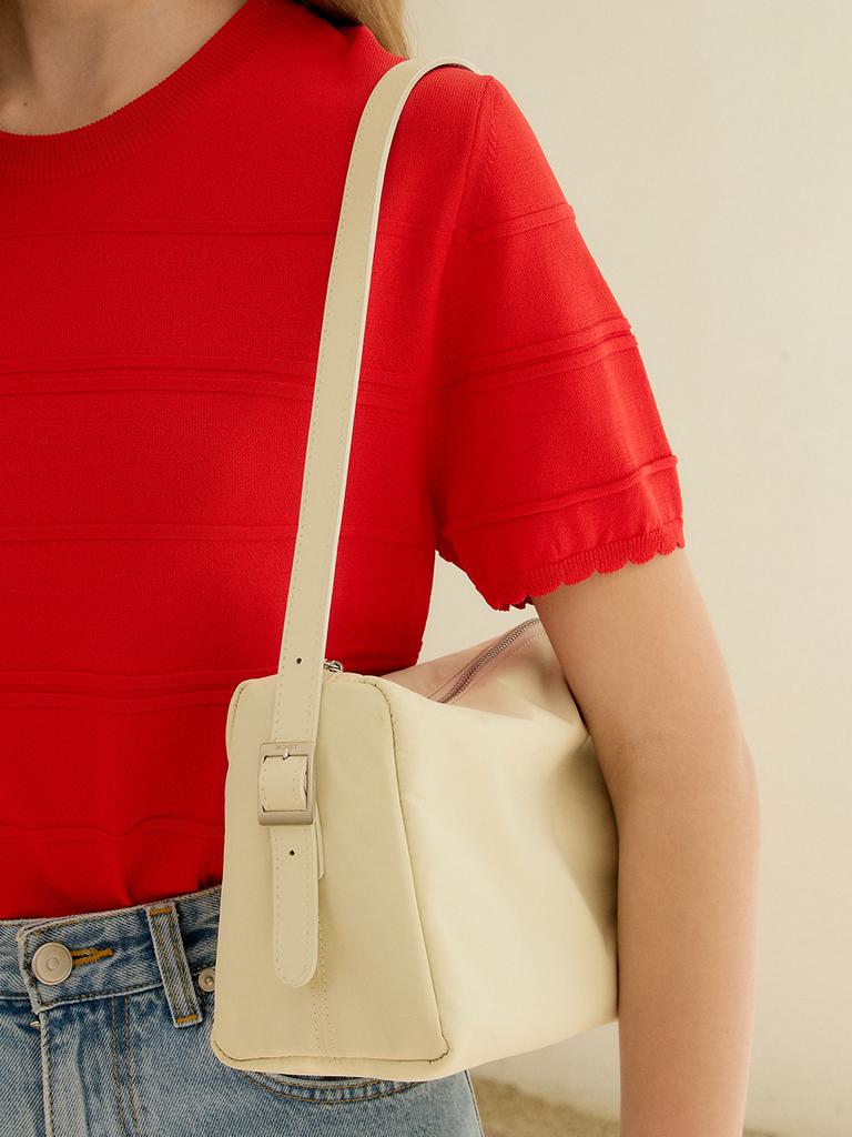 Momet Mia Nylon Shoulder Bag Cream
