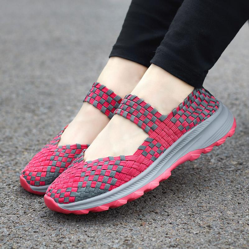 Summer Mary Janes Women Sandals Beach Lazy Shoes Purple Pink Grey Casual Weave Soft Slip on Walking Color Sandals Large Size