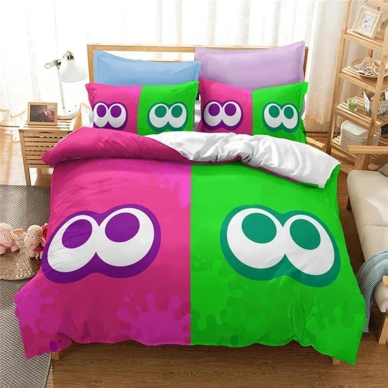 

3D Printed Game Splatoons Bedding Set Duvet Cover Bedroom Comforter Single Twin King Size Quilt Cover Home Textile EU single(135x200cm)