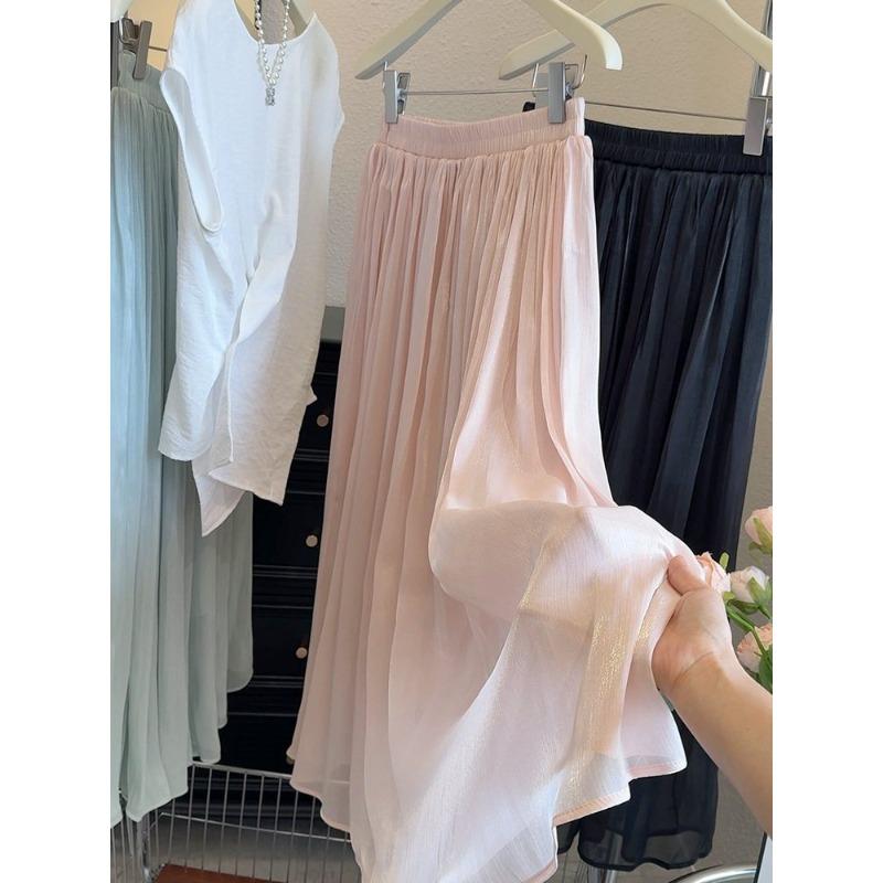 Super Fairy Drape Skirt Women's Summer Long Vacation Fairy Skirt New Pearlescent Yarn Floor-mopping Skirt