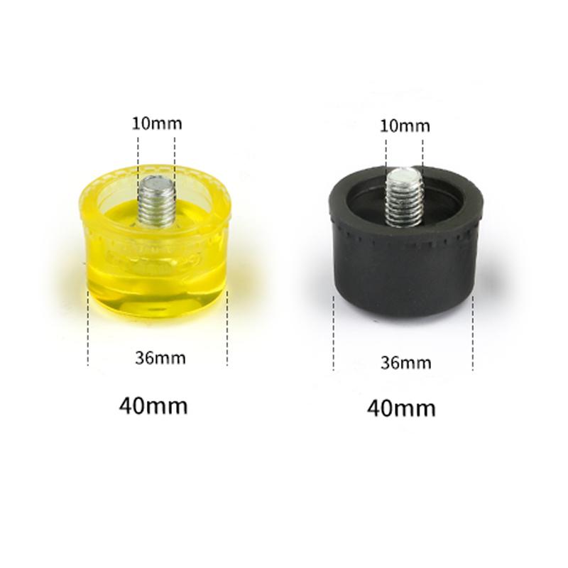 1 Pair of Double Face Tap Rubber Hammer Head 25mm 30mm 35mm 40mm 45mm Yellow and Black Nylon Heads