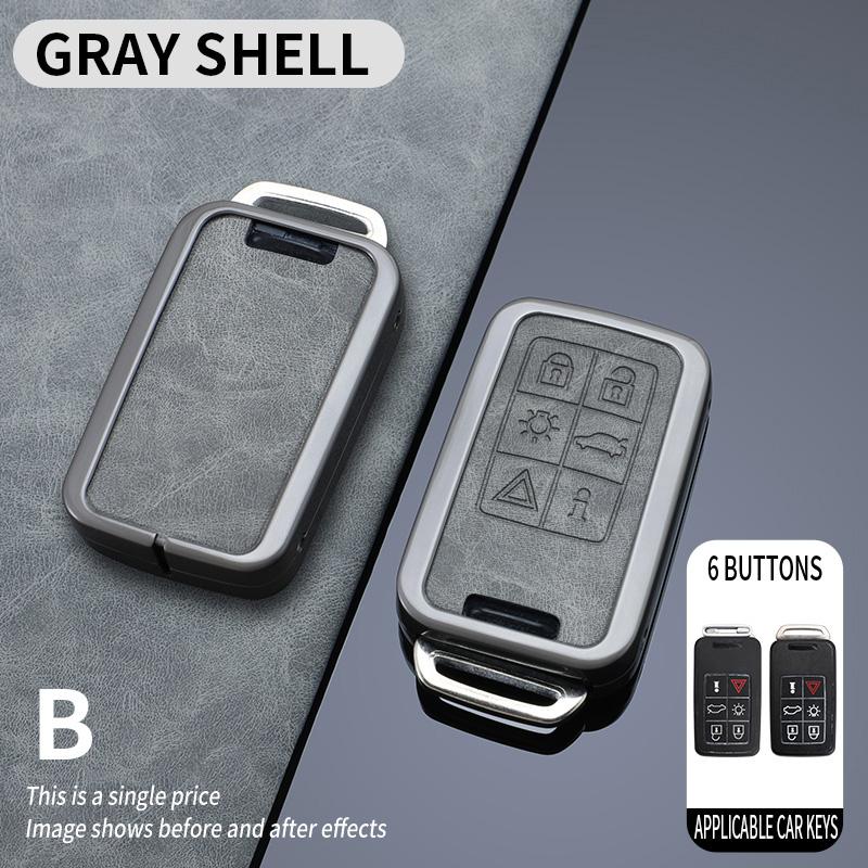 5/6 Buttons Zinc Alloy+ Leather Car Remote Key Case Cover Protection Holder Shell Key Fob for Volvo XC60 V60 S60 S80 XC70 V40