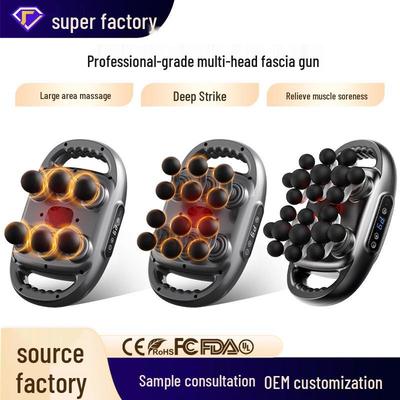 Multi-Head Fascia Gun Massager: 6, 12, 16 Heads for Strong Vibration Relief On Waist and Back