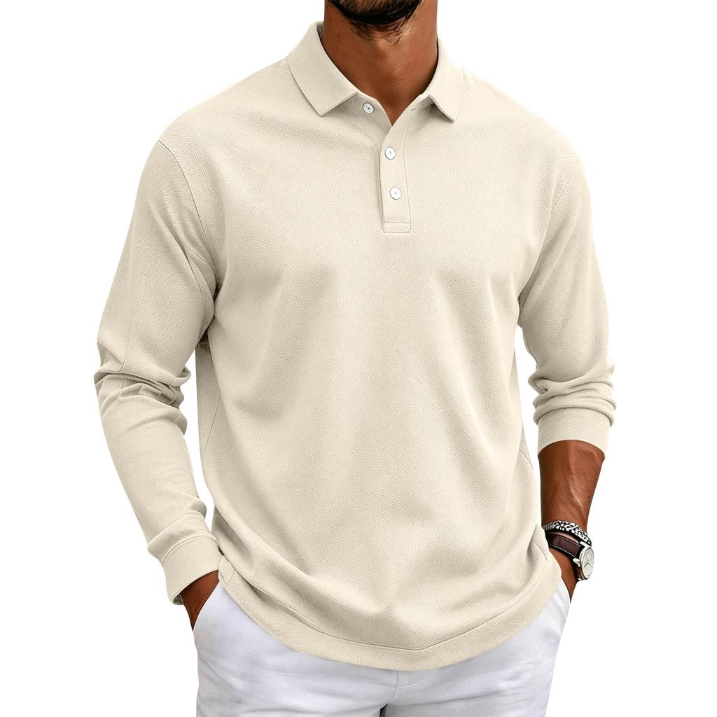 Herren Langarmhemd Button-Down-Kragen Farbe Entspannte Passform Lässig