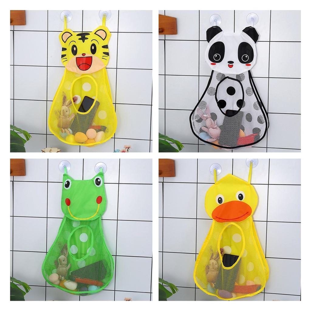 Panda Cartoon Baby Bath Kids Toy Drain Storage Net Bag Mesh Holder Cup Suction