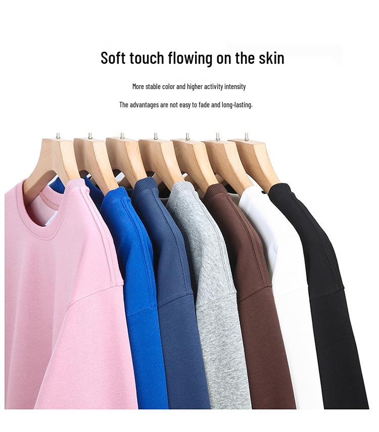420g schwere Baumwolle Herren Verdickter Rundhals Samt Hoodie – Einfarbige Langarm Winter Basisschicht Hemd.