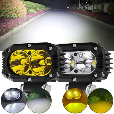 1/2pcs Universal Motorcycle LED Fog Lights Yellow White Spotlight 10W Floodlights 6000lm Auxiliary Fog Lamp