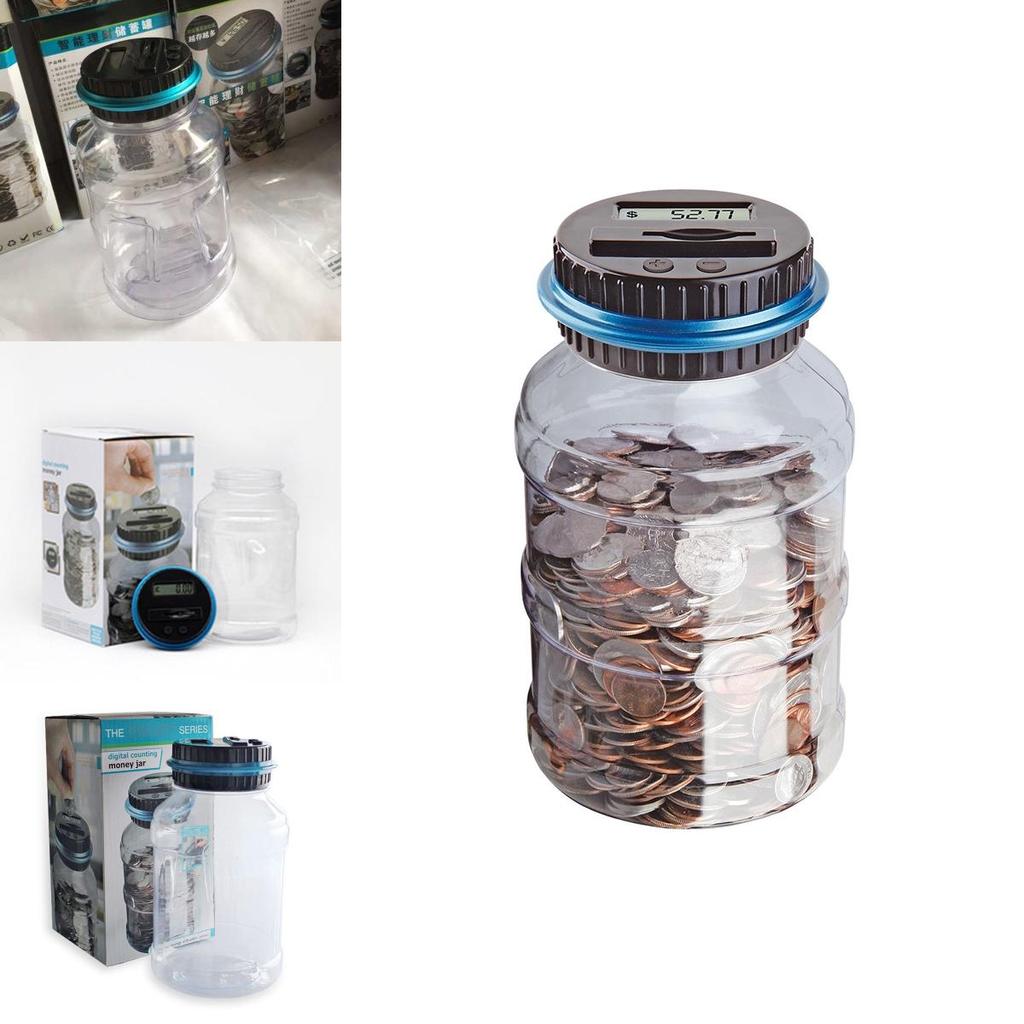 Electronic Digital Coin Counter Jar With Lcd Display For Effortless Savings Tracking