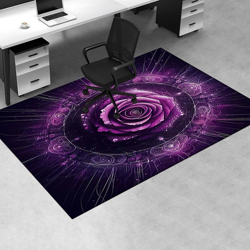 Purple Rose Chair Mat: Office Carpet, Oversized Rug for Home Decor, Sofa Cover, Gift for Any Room