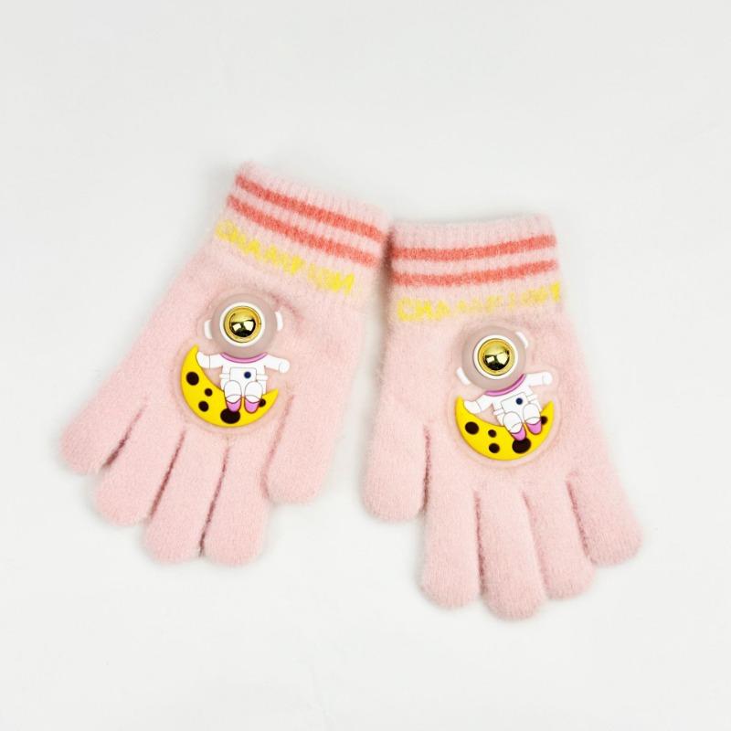 Children's gloves astronaut cartoon winter men's five-finger gloves warm windproof wool baby five-finger gloves