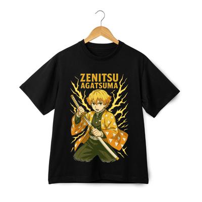 Camiseta Gráfica de Trueno Zenitsu Agatsuma - Camiseta Anime Streetwear de Demon Slayer