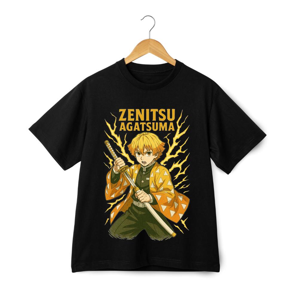 

Zenitsu Agatsuma Thunder Graphic T-Shirt - Demon Slayer Anime Streetwear Tee M