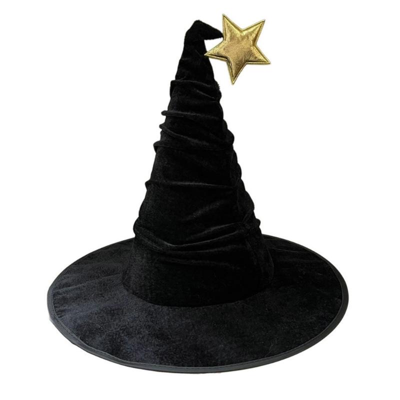 Halloween Wizard Hat Star Witch Hat Witch Caps Wizard Costume Accessories for Masquerade Party Decor Cosplay Props