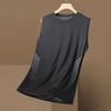 Men Vest Round Neck Sleeveless Breathable Holes Tank Tops Color Block Quick Drying Summer Ice Silk Camisole Fitness Training Activewear