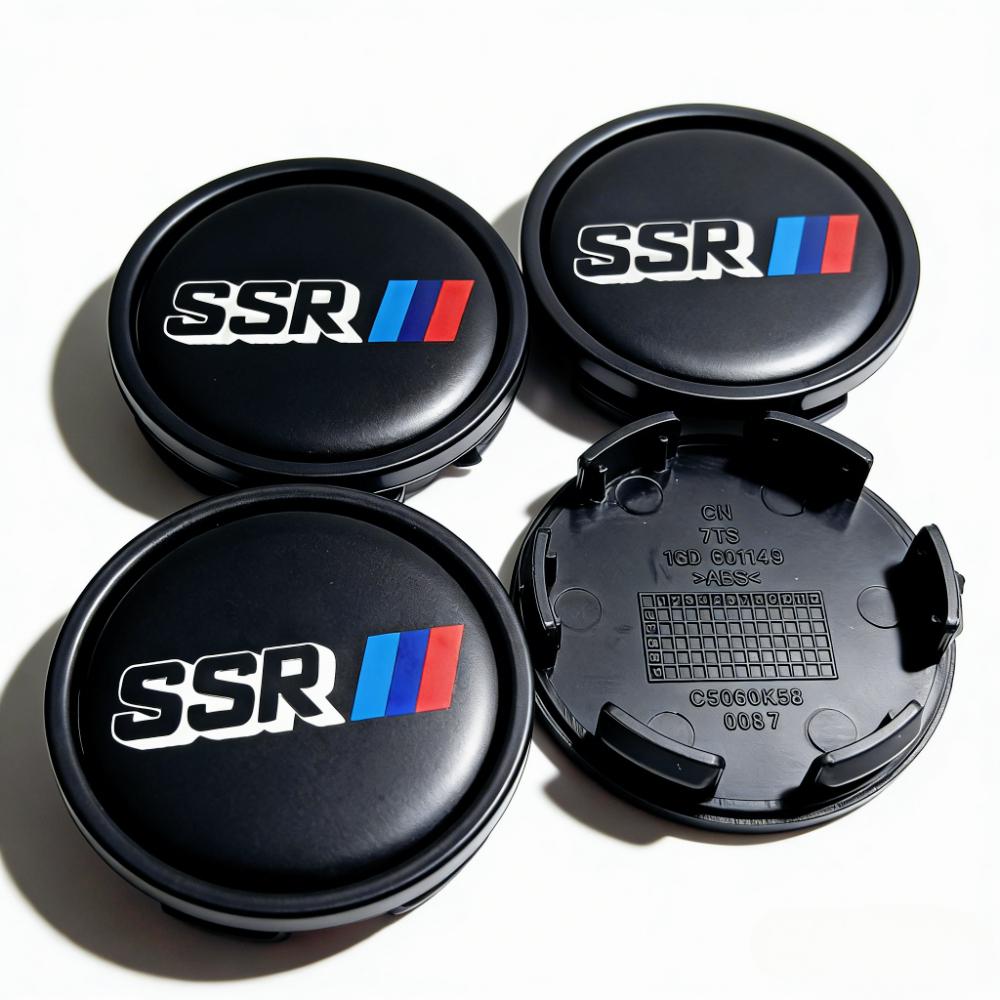 4pcs SSR Logo Badge Emblem Car Wheel Center Caps 58MM Clips 53MM Rim Hubcaps Dust Cover Wheels Hub Cap Replace Car Accessories