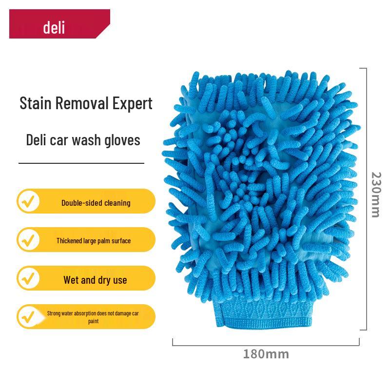 Dual-Sided Velvet Car Wash Gloves for Interior and Exterior Cleaning