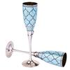 Glasses, Metal Goblet, Champagne Flutes, Diwali, Wedding Anniversary Gift for Couple Marriage, Corporate Clients- Set of 2, Blue Flutes Design