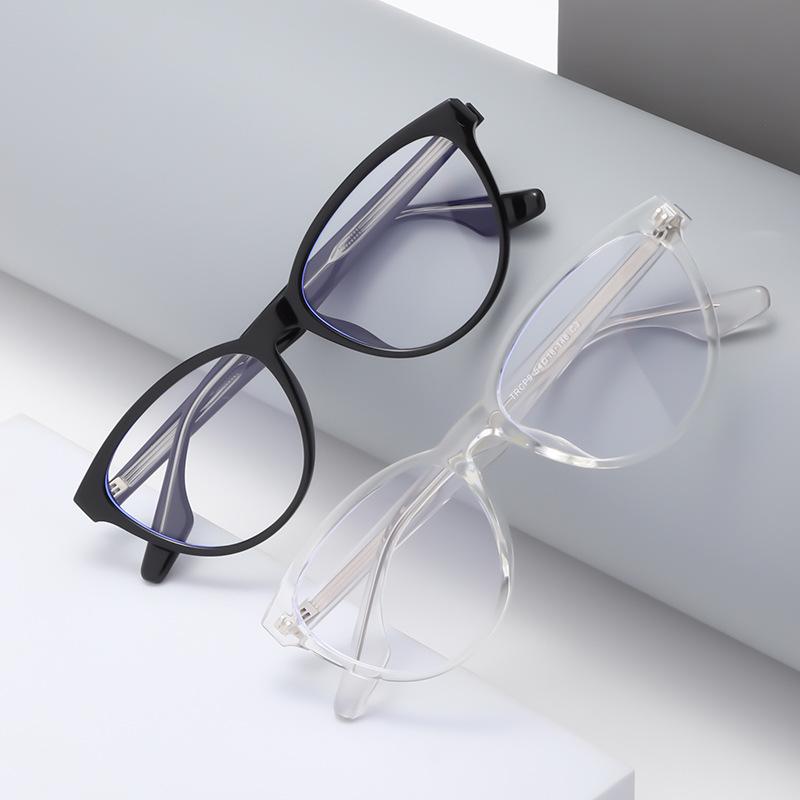 INS Style Cat-Eye TR Frame Glasses: Fit for Prescription, Anti-Blue Light, Large Face Slimming CP9