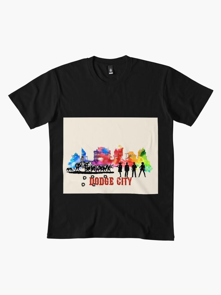 Cities Skylines Dodge City Skyline Art Watercolor Old West Drawing Premium T-Shirt