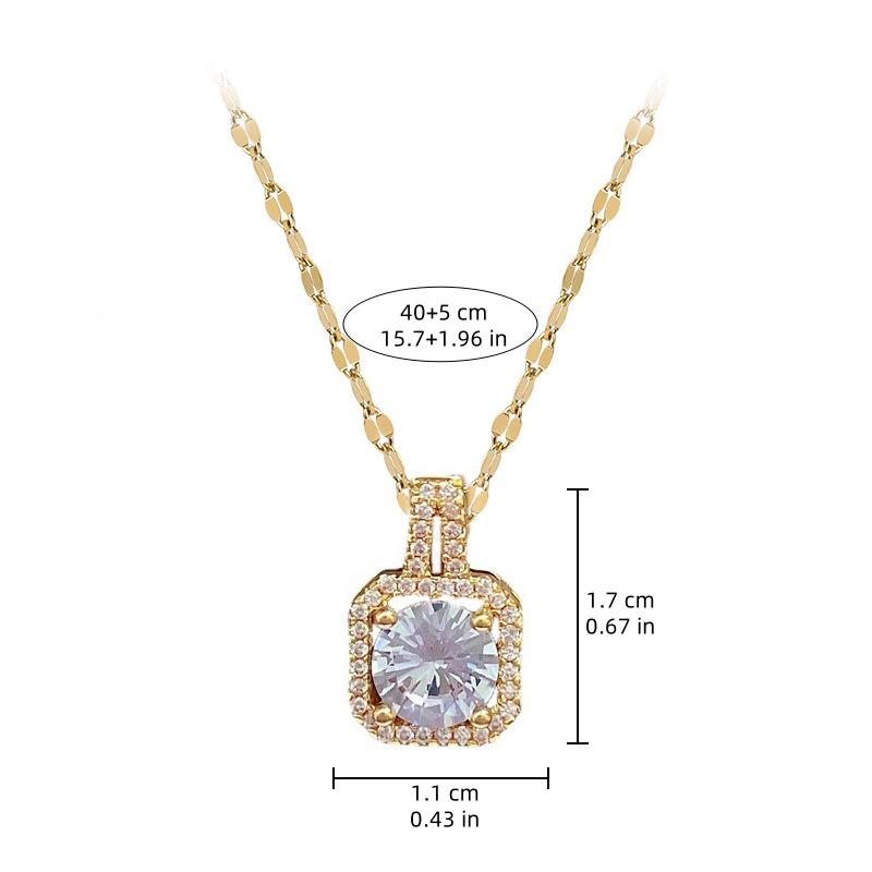 Classic Personality Stainless Steel Romantic Micro-inlaid White Cube Earrings Necklace Set Girls Party Dinner Gift