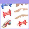 Kids Wood Railway Bridge Toy Set With Compatible Train Tracks And Car Accessories