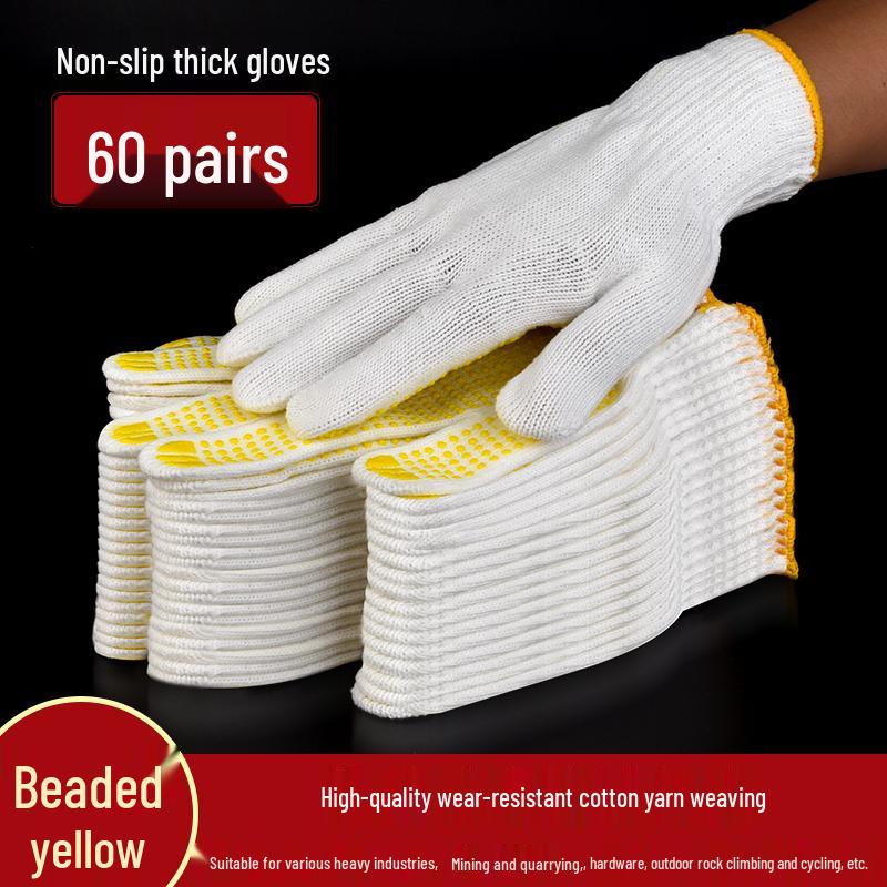 Atmungsaktive weiße Baumwoll-Nylon-Arbeitshandschuhe für das Bauwesen