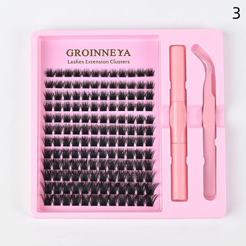 Single Cluster Diy Lash Extension Kit Natural Volume Includes Eyelash Tweezers Bonding Glue For Salon-Quality Results At Home