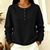 Women's Button Front Neck Pullover Sweatshirt Long Sleeve Color