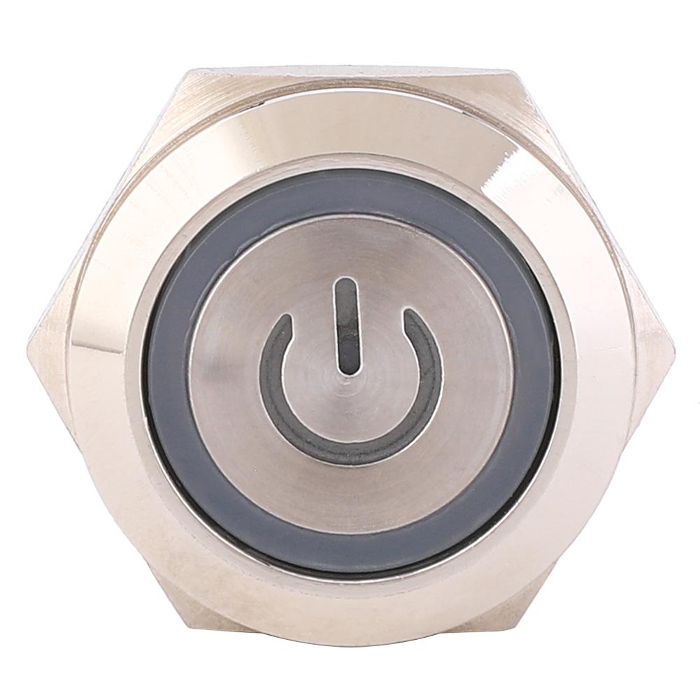 2pcs 12 24VDC Push Button Switch 19mm Round 4PIN Self Reset Switch with Light Power PatternWhite
