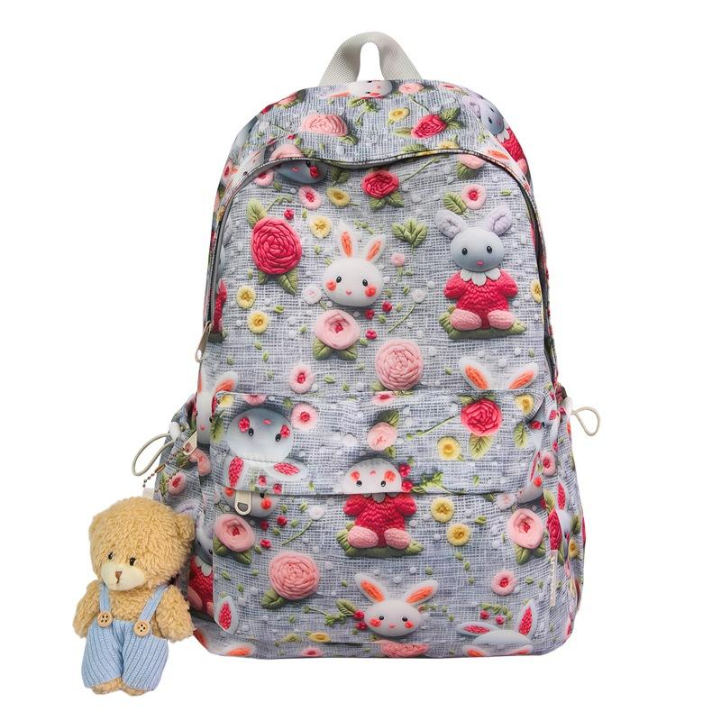 New Lightweight Student Backpacks for Both Boys and Girls  Printed Student Backpack  Female Student Spring Outing Backpack