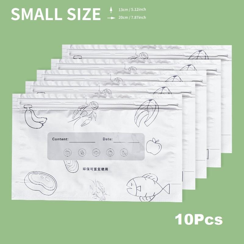 10Pcs Aluminum Foil Fresh-Keeping Bags Reusable Self Seal Packaging Bag Thickened Avoid Light Food Storage Bag Fruit