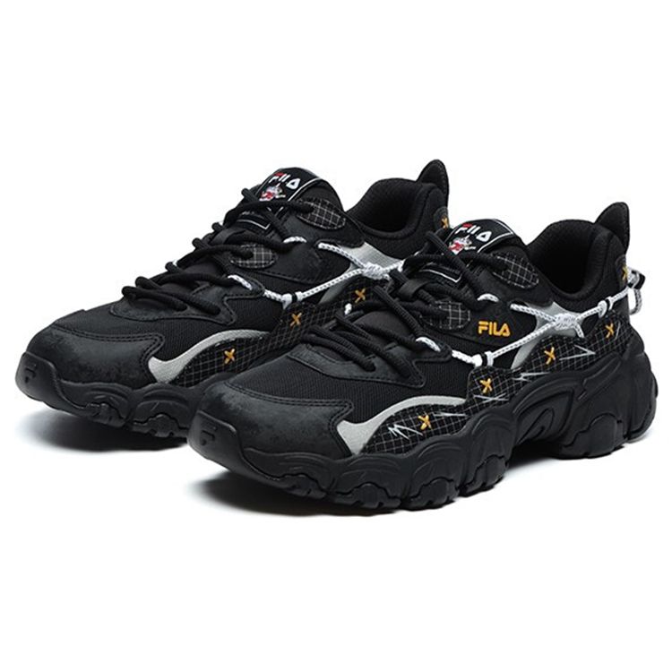 Fila Pepe Shimada X Cat Paw Fabric Synthetic Leather Collaboration Vintage Low Top Dad Shoes Women sneaker Black F12W124153FBK