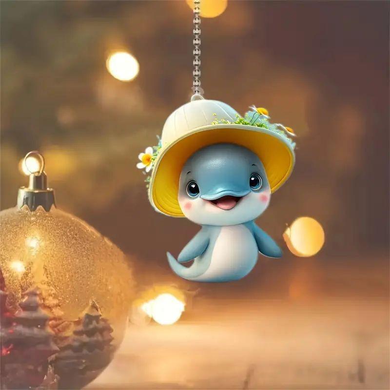 Adorable Acrylic Dolphin Car Pendant Charming Cartoon Vehicle Decor For Your Auto