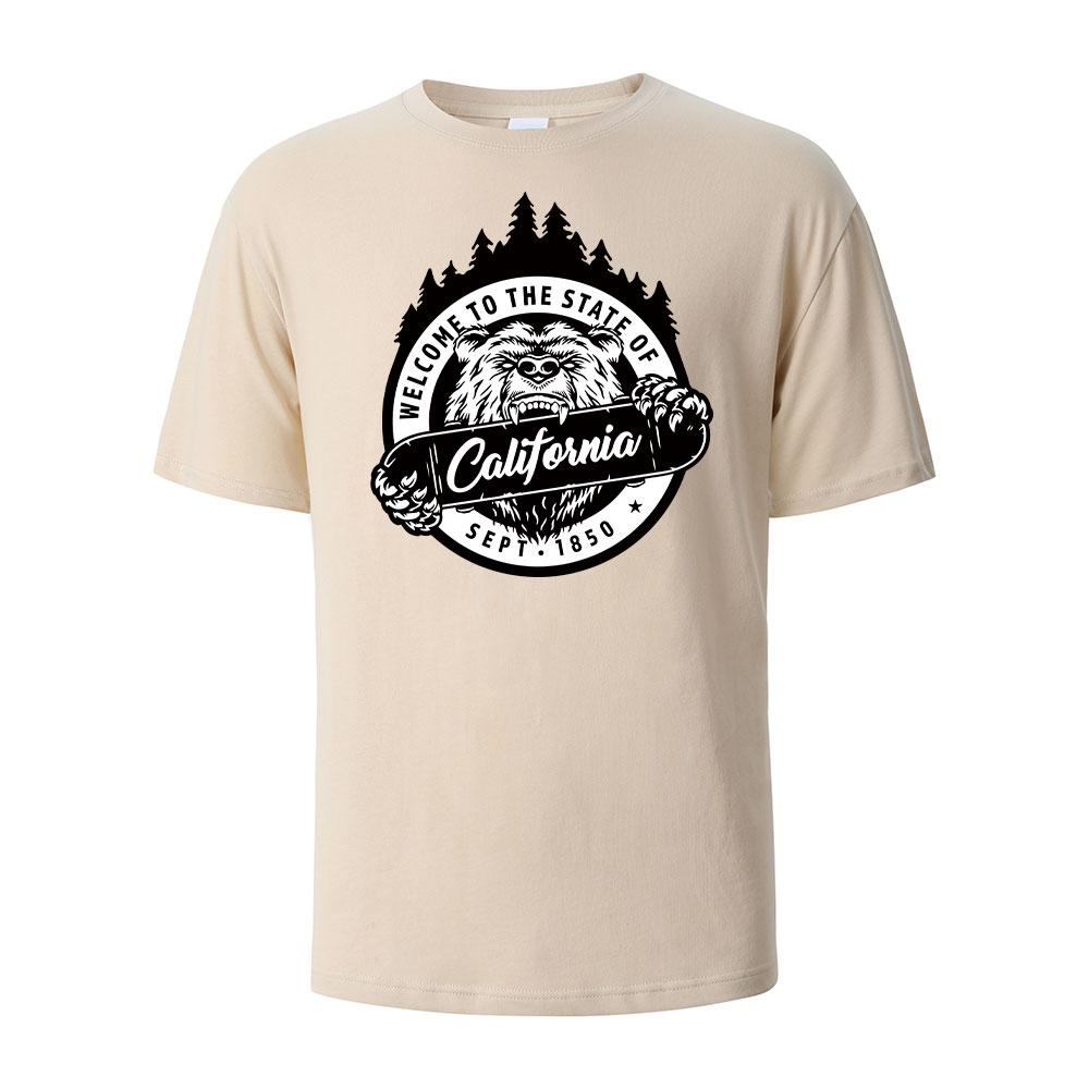 Herren T-Shirt mit Aufdruck Kalifornien 100% Baumwolle Oberteil Herren und Damen Sommer Atmungsaktiv Kurzarm Rundhals Basic T-Shirt Hoch