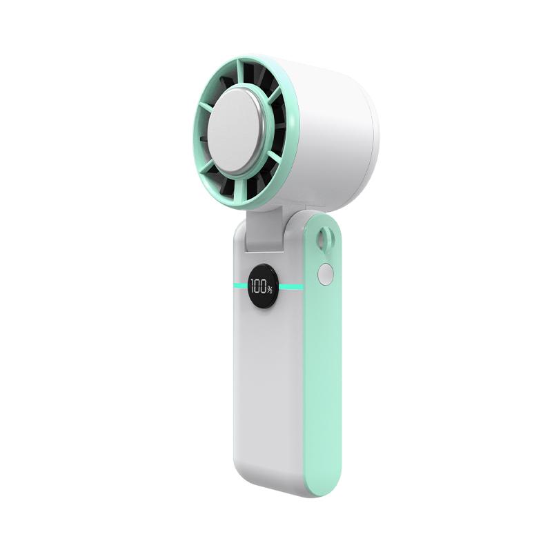 

New Portable Handheld Turbo Fan USB Charging 4000mAh Foldable Personal Fan LED Display 5-Speed Cooling Ice Fan for Travel белый