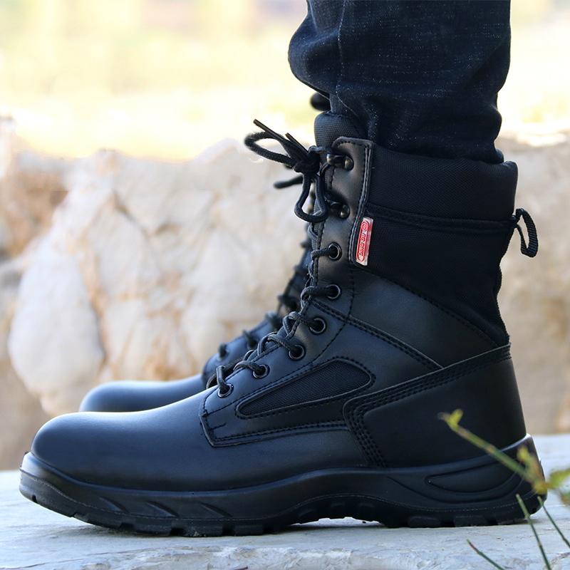 Plus Size Safety Boots for Men Casual Cow Leather Worker Shoes Steel Toe Cap Boot Platform Working Botas Masculinas Security Man
