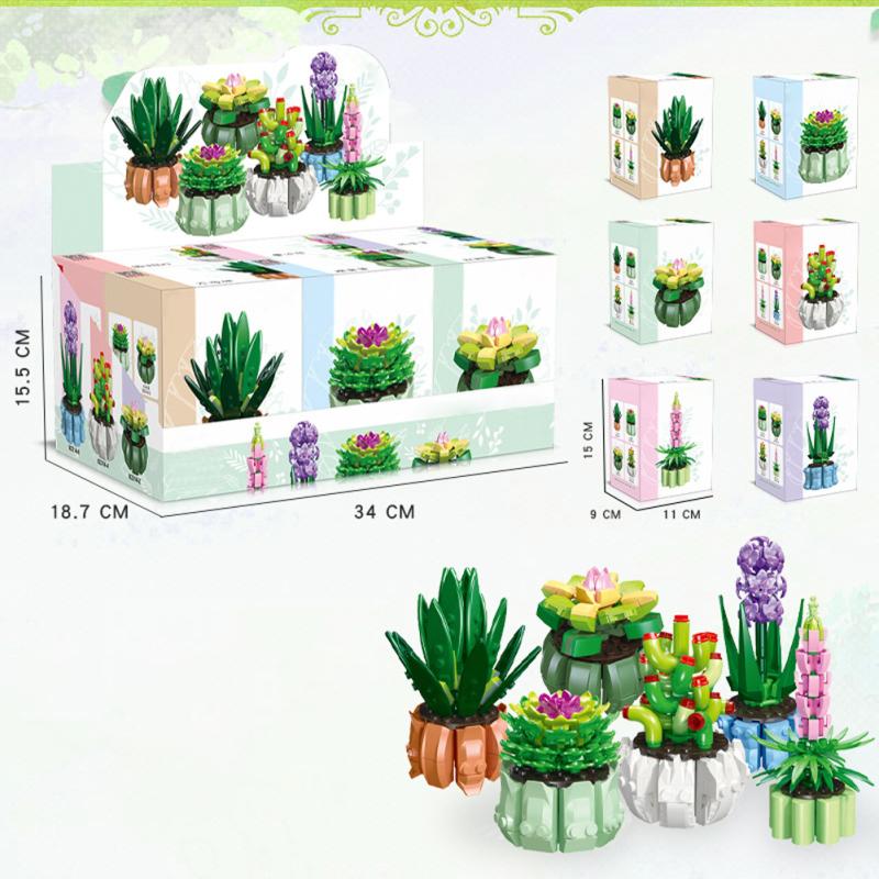 Mini Bonsai Building Blocks Desktop Ornaments Small Particles Diy Assembled Building Blocks Flower