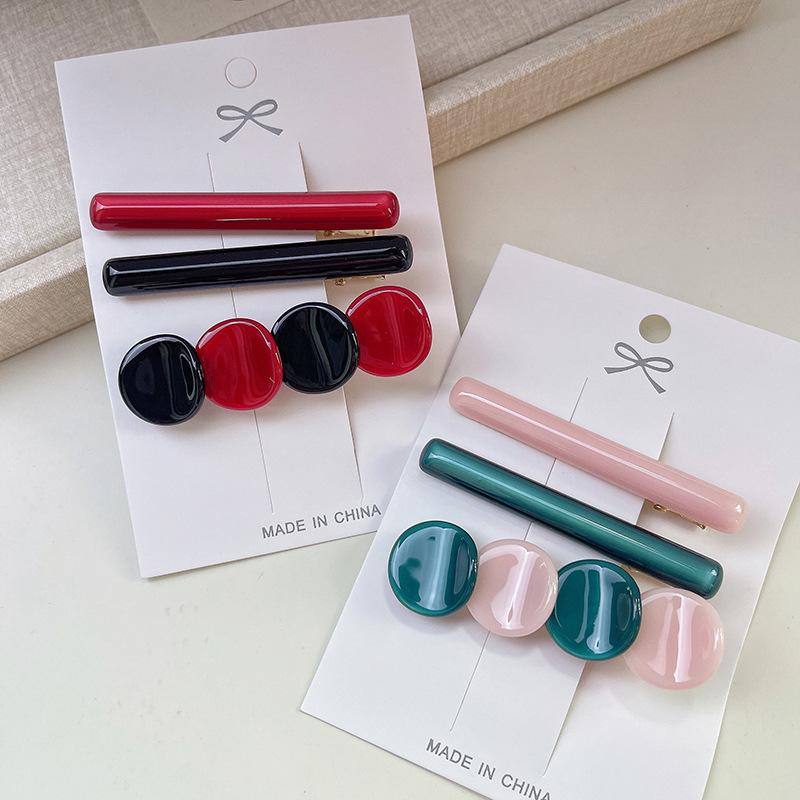 Ins  Colorful Round Three-Piece Set Hairpin Fashion Simple Temperament Female Bangs Side Hairpin Hair Accessories