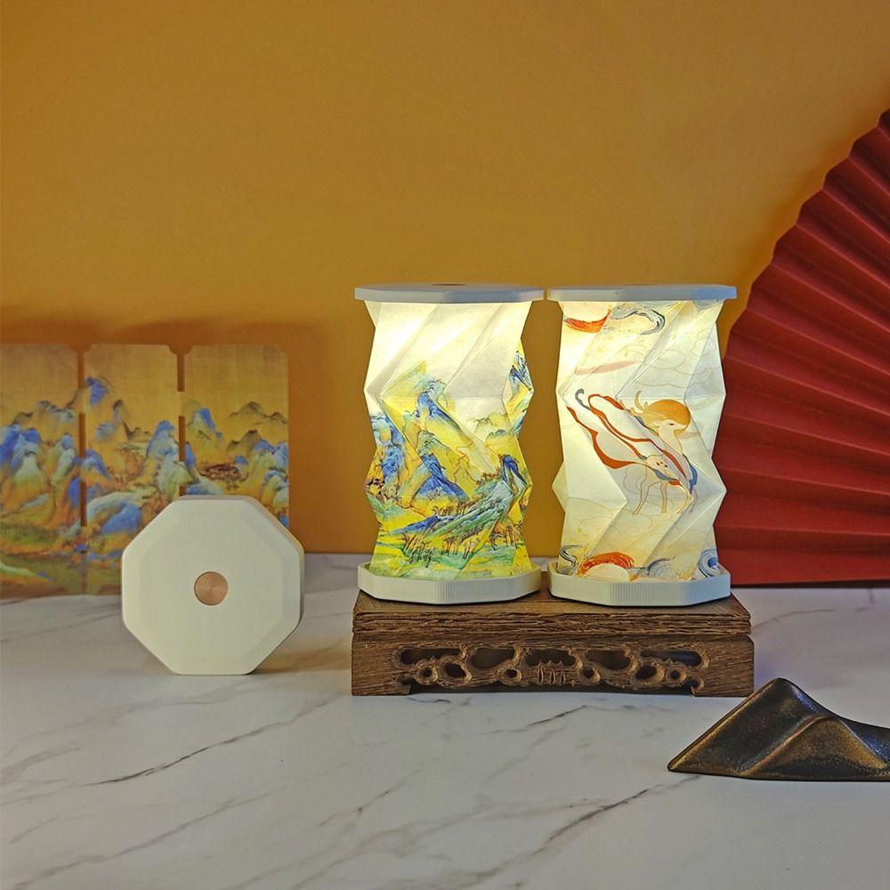 Portable Folding Table Lamp Rechargeable Night Light Foldable Paper Lamp  Bedroom Living Room