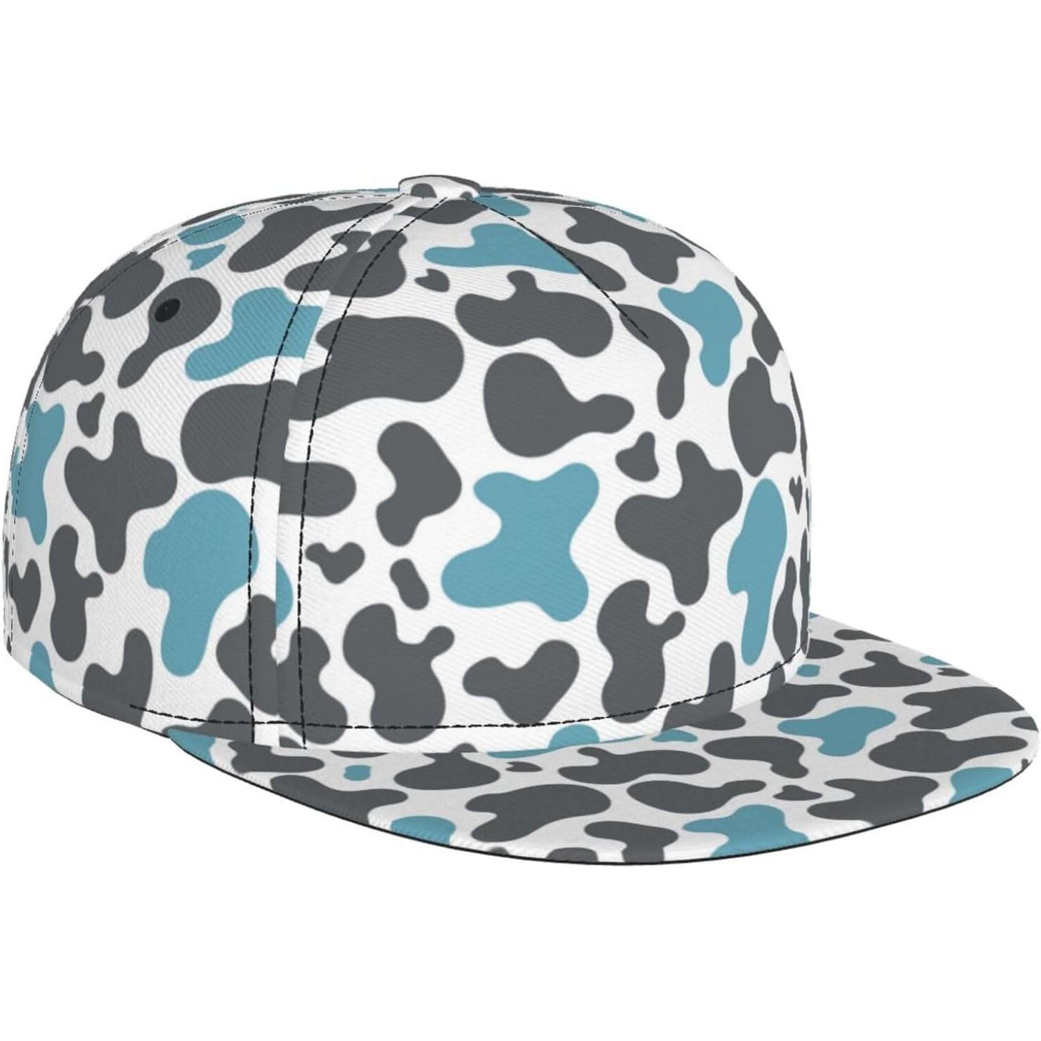 

Blue Gray Cow Print Baseball Cap for Men Women Adjustable Trucker Hat Snapback Sun Dad Cap Lightweight Unisex for Summer One Size