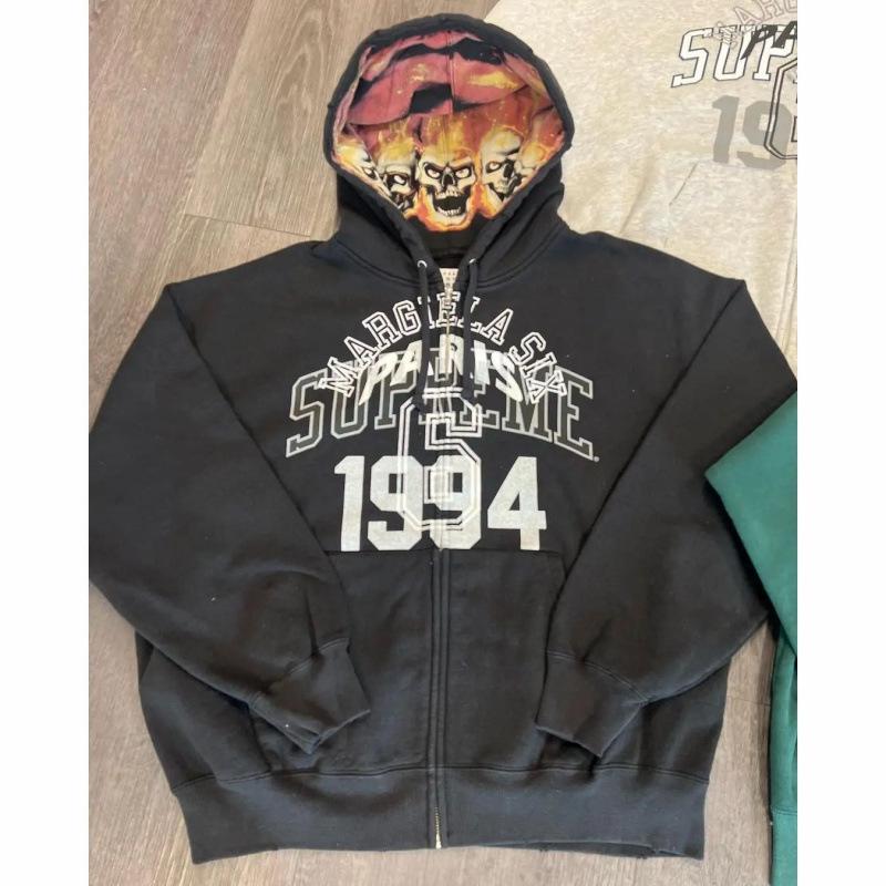 Boys' National Tide Cardigan Hoodie with 2024 Print in Light Gray