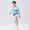 Anmurye Table Tennis Short Sleeve Sports Game Shirt with Abstract Geometric Badminton Strength Practice Stylish Summer Light Blue Size L Men's