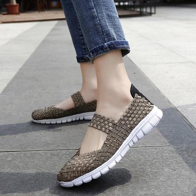 Lady Summer Breathable Silver Moccasin Beach Shoes Women Casual Slip On Driving Shoes Braided Blue Flats Sneakers Plus Size