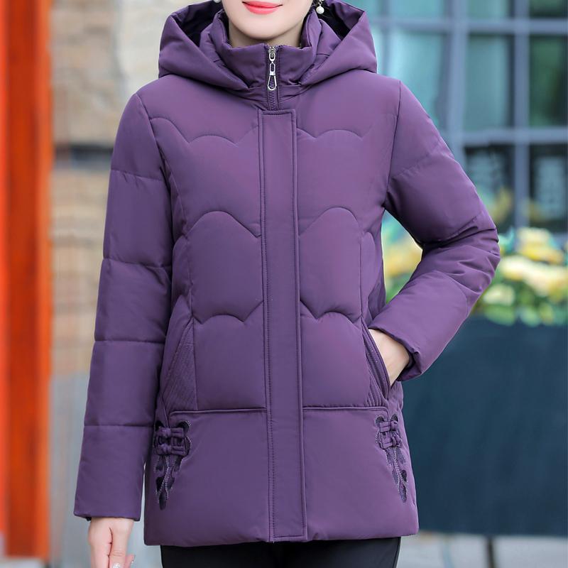 

Женские зимние пальто среднего возраста с капюшоном, верхняя одежда больших размеров, элегантные свободные, толстые, теплые парки, женские куртки XL красный