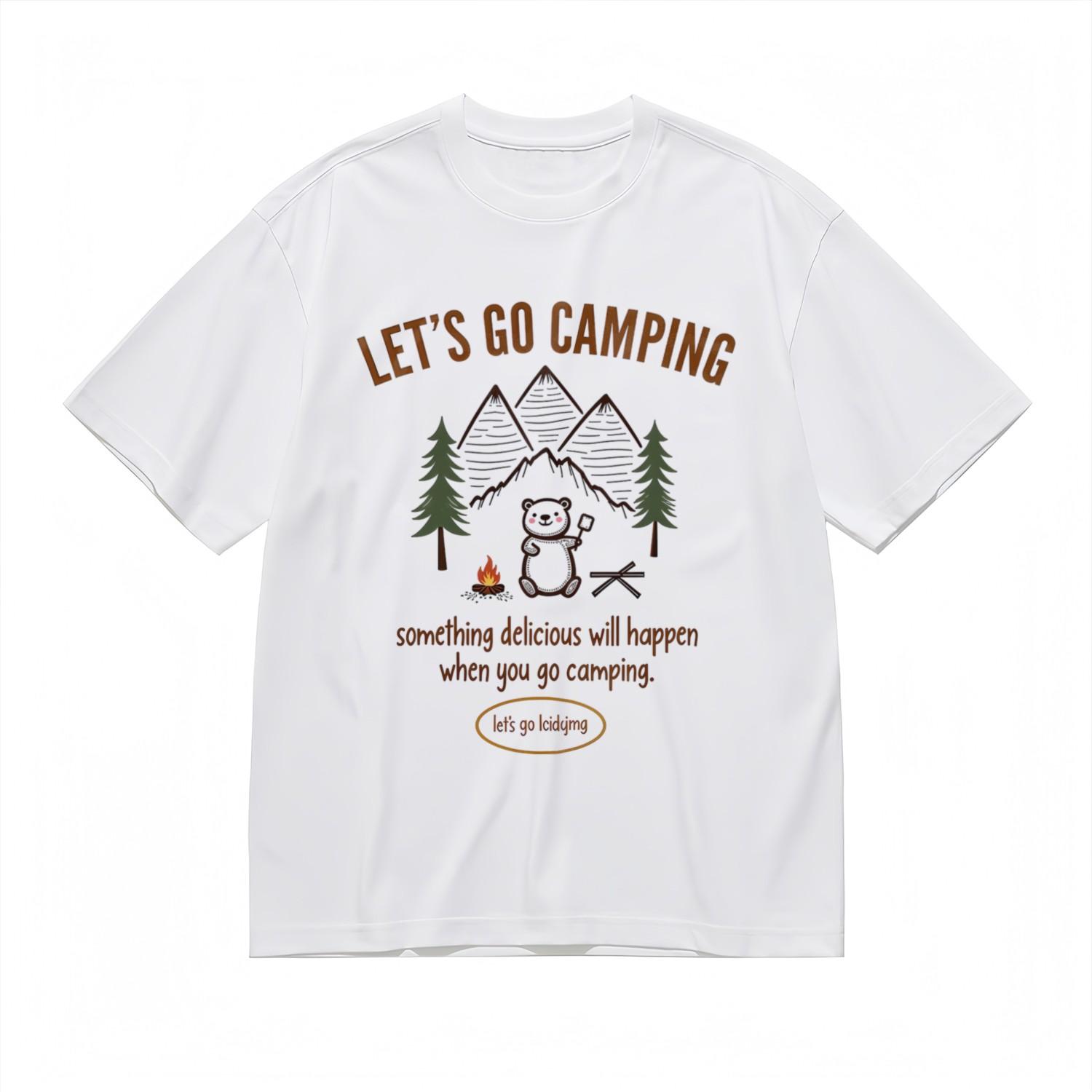 Fashion Comfortable Classic T-Shirt Campfire Forest Design Printed Tee XXXL