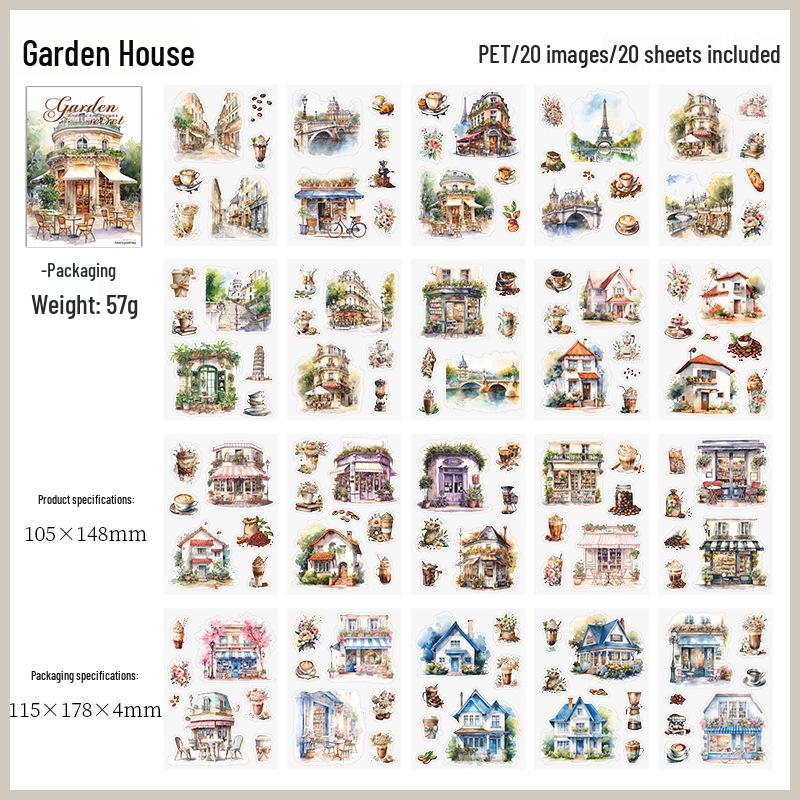 Wonderful Day PET Sticker Book: Secret Garden Series for Retro Journal DIY (20 Sheets)
