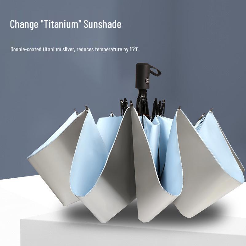Peptide Silver Titanium Sunscreen Dual-Use Umbrella: Reflective, Sun & Rain Protection, VIP Princess Five-Fold Design.