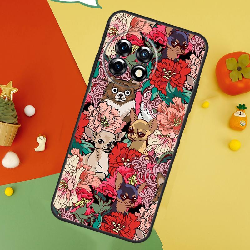 Chihuahua Face Floral Dog Case For OnePlus Nord 5 CE 2 3 4 Lite N20 N30 OnePlus 15 13 12 11 10 10T 12R 13T 13R Cover